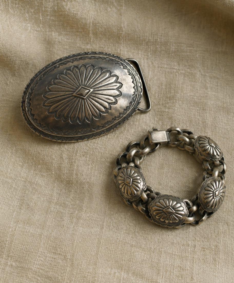 Concho Buckle and Link Bracelet Set